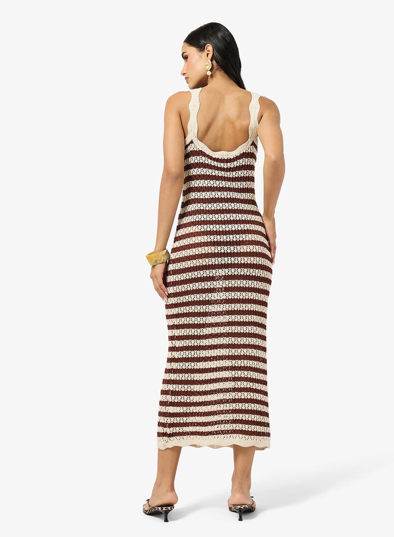 جينجر فستان شاطئ كروشيه مخطط - Image 2